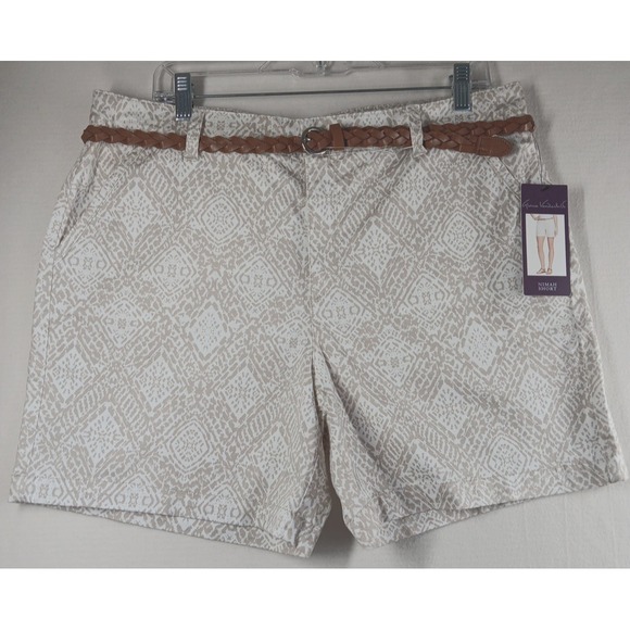 Gloria Vanderbilt Pants - Gloria Vanderbilt Size‎ 14 Nimah Belted Chino Flat Front Shorts with Pockets